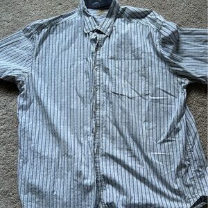 Tommy Bahama Men's Light Blue and White Striped Shirt